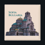 Sofia Bulgaria: Alexander Nevsky Cathedral Magnet<br><div class="desc">A stunning work of architecture,  the St. Alexander Nevsky Cathedral in Sofia,  Bulgaria is an example of Neo-Byzantine style.  This Orthodox Christian church is one of the most famous landmarks in Bulgaria's capital city of Sofia.  This photo design makes a great travel souvenir.  This refrigerator magnet is fully customizable.</div>