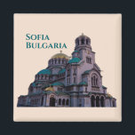Sofia Bulgaria: Alexander Nevsky Cathedral Magnet<br><div class="desc">A stunning work of architecture, the St. Alexander Nevsky Cathedral in Sofia, Bulgaria is an example of Neo-Byzantine style. This Orthodox Christian church is one of the most famous landmarks in Bulgaria's capital city of Sofia. This photo design makes a great travel souvenir. This refrigerator magnet is fully customizable.</div>