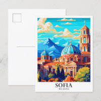 Sofia Bulgaria Art Vintage Travel Illustration