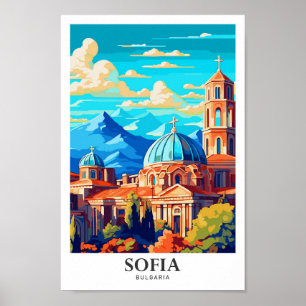 Sofia Bulgaria Art Vintage Travel Illustration Poster