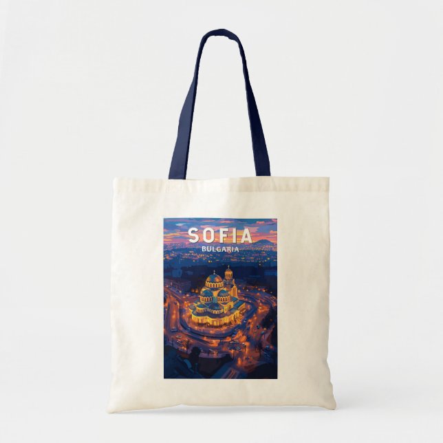 Sofia Bulgaria Illustration Travel Art Vintage Tote Bag (Front)