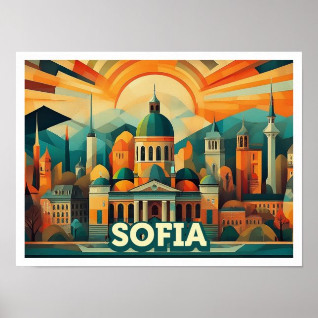 Sofia Bulgaria Travel artistic colourful Poster (Front)