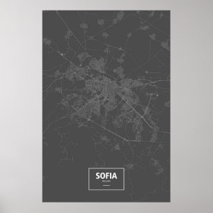 Sofia, Bulgaria (white on black) Poster