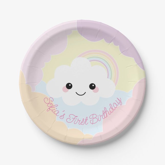 Sofia Cloud Birthday Paper Plate (Front)