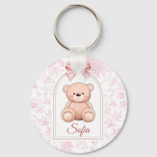 Sofia   Custom Pink Teddy Bear Nursery Design  Key Ring
