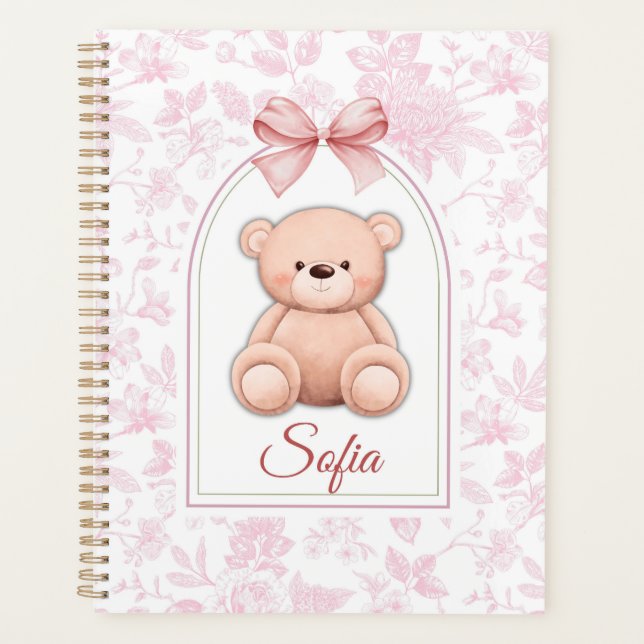 Sofia | Custom Pink Teddy Bear Nursery Design  Planner (Front)