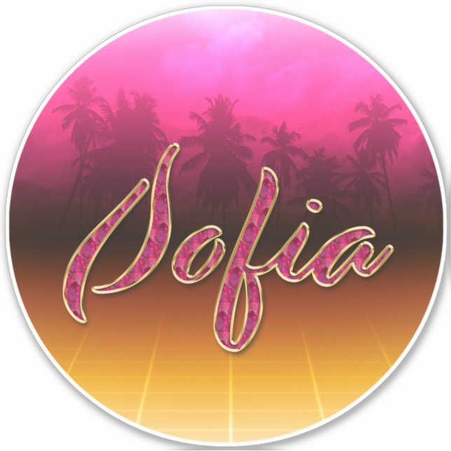 Sofia First name name golden pink sticker sticker (Front)
