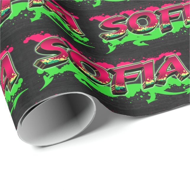 Sofia First name name Graffiti red green Wrapping Paper (Roll Corner)