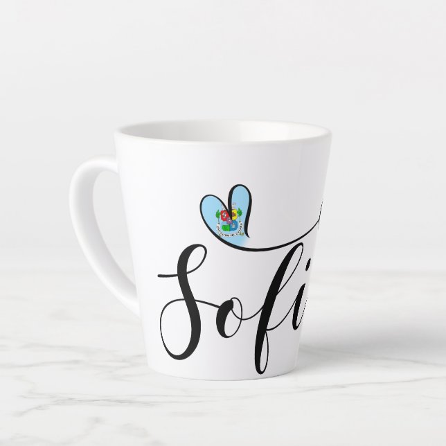 Sofia Flag, I Heart Sofia, Bulgaria Latte Mug (Left Angle)