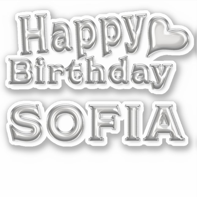 Sofia Happy Birthday silver Sticker (Front)