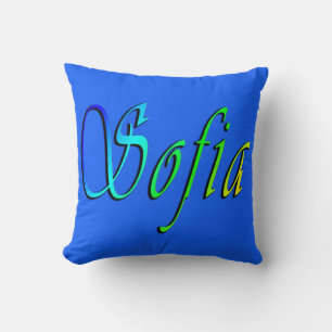 Sofia, Name, Logo, Blue Throw Cushion