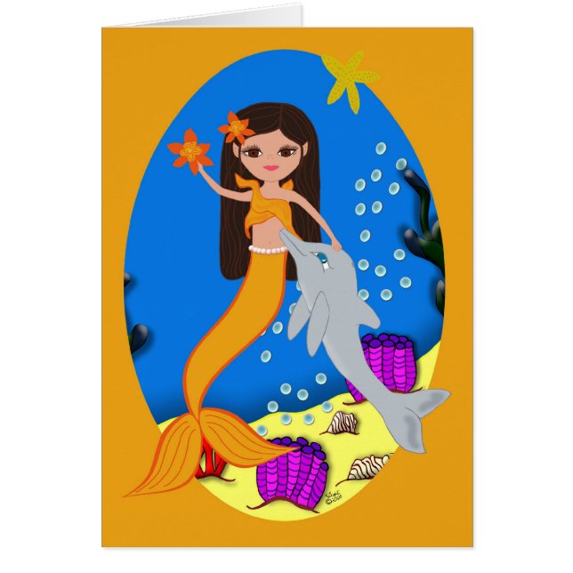 Sofia the Mermaid and Dolphin Card (Front)
