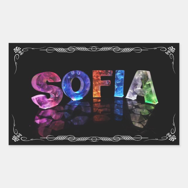 Sofia  - The Name Sofia in 3D Lights (Photograph) Rectangular Sticker (Front)