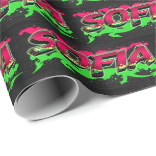 Sofia Vorname Name Graffiti red green Wrapping Paper