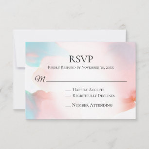 *~* Soft Abstract Coral Aqua Wedding Insert RSVP Card
