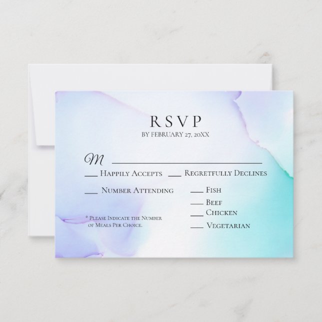 *~* Soft Abstract Lavender Mint Wedding RSVP Card (Front)