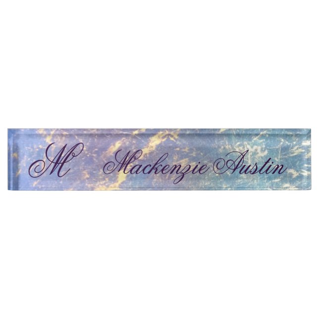 Soft Abstract | Pastel and Gold Splatter Monogram Nameplate (Front)