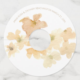 *~* Soft Abstract Peach Beige Floral Watercolor Wine Glass Tag