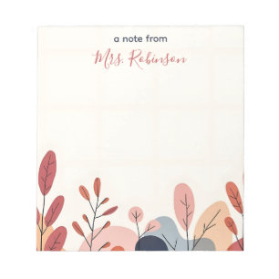 Soft Abstract Shapes Custom Teacher Appreciation Notepad