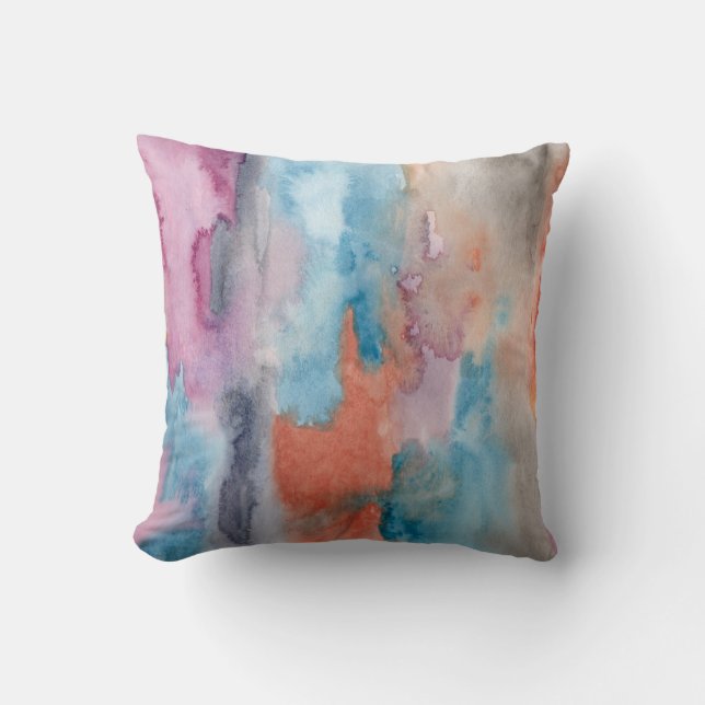 Soft Abstract Watercolor Accent Pillow (Front)