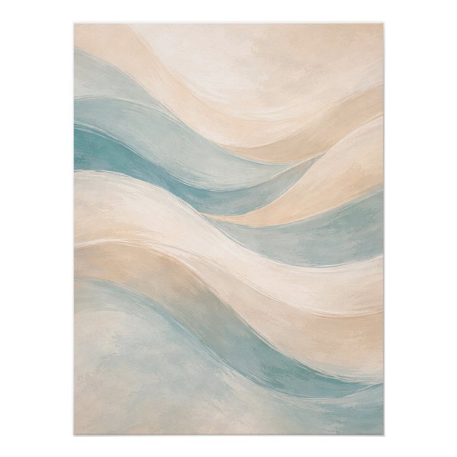 Soft Abstract Waves Minimal Pastel Wall Art (Front)