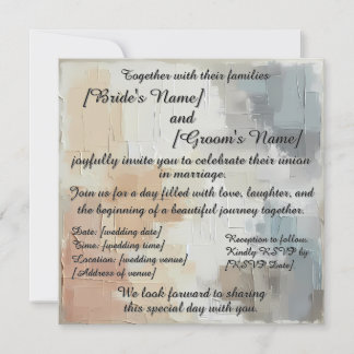 Soft acrylic impasto painting wedding invitation