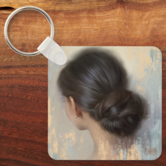 Soft Aesthetic Woman Hair Bun Key Ring