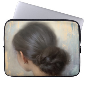 Soft Aesthetic Woman Hair Bun Laptop Sleeve