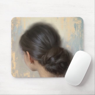 Soft Aesthetic Woman Hair Bun Mouse Mat
