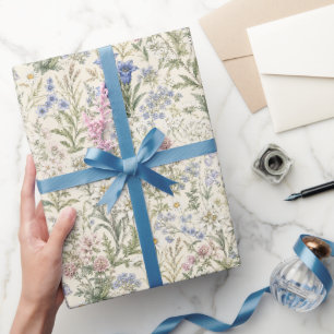 Soft Alpine Wildflower Meadow Art Wrapping Paper