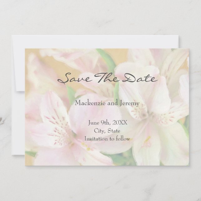 Soft Alstromeria Painting Save The Date (Front)