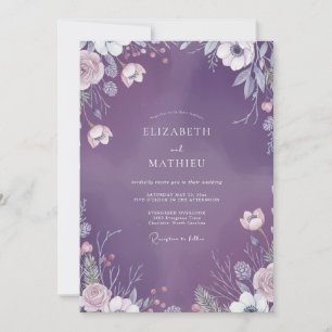 Soft Amethyst Wildflower Wedding Invitation