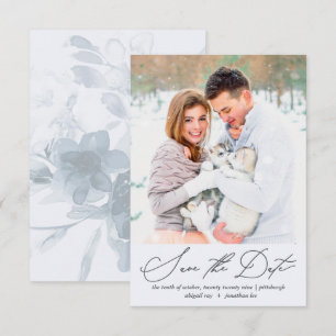 Soft and Airy Floral Blue Photo Wedding Sav Save The Date