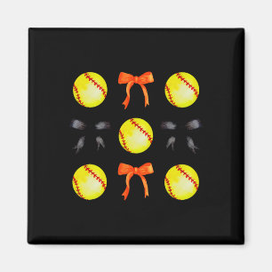 Soft And Bows For Women Girl Softball Player Orang Magnet