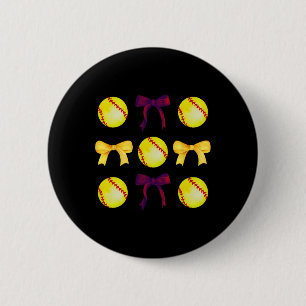 Soft And Bows For Women Girls Softball Player Maro 6 Cm Round Badge