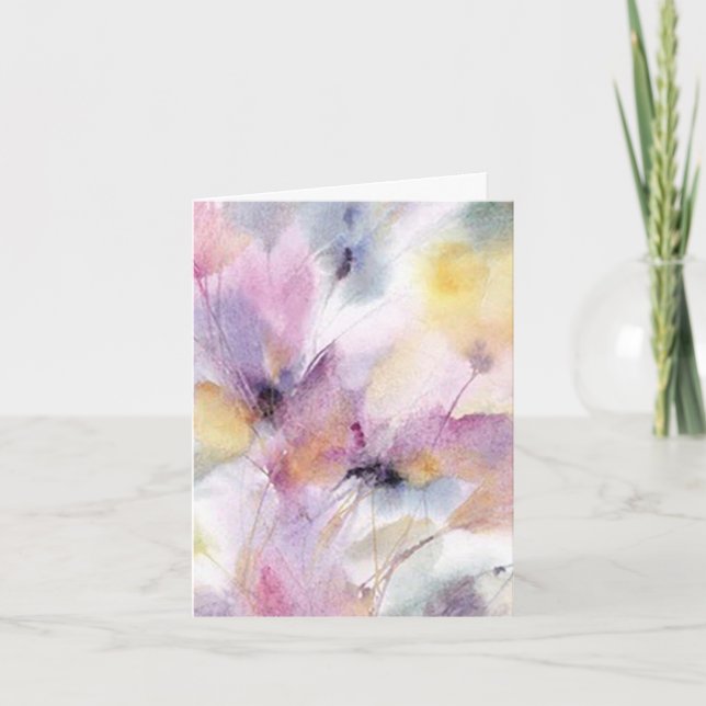“Soft and Colourful Floral” Blank Note Card (Front)