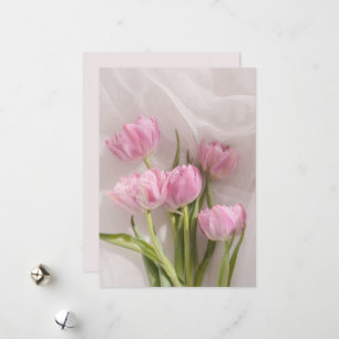 Soft and dreamy pink tulips holiday card