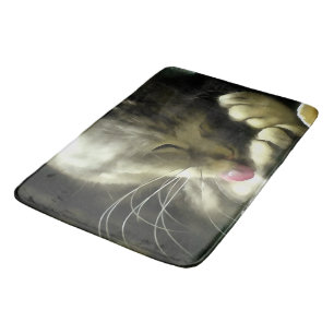 Soft And Gentle Fur And Purr Of A Grey Cat Bath Mat
