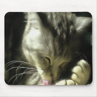 Soft And Gentle Fur And Purr Of A Grey Cat Mouse Mat