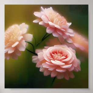 Soft and light pink roses poster