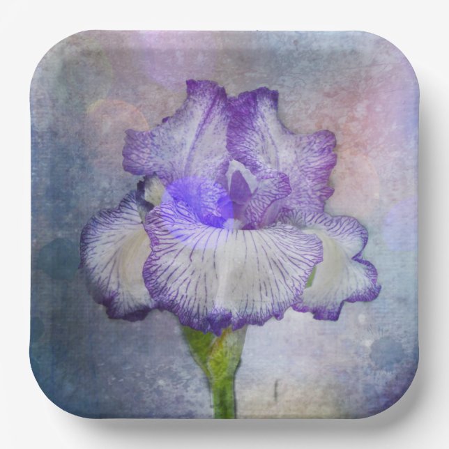 Soft and Pretty Iris Paper Plate (Front)