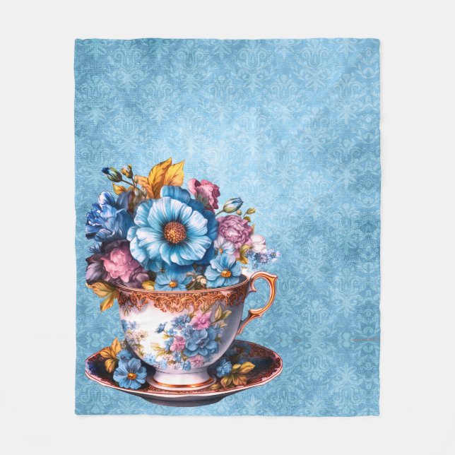 Soft and snuggly fleece blanket on blue background (Front)