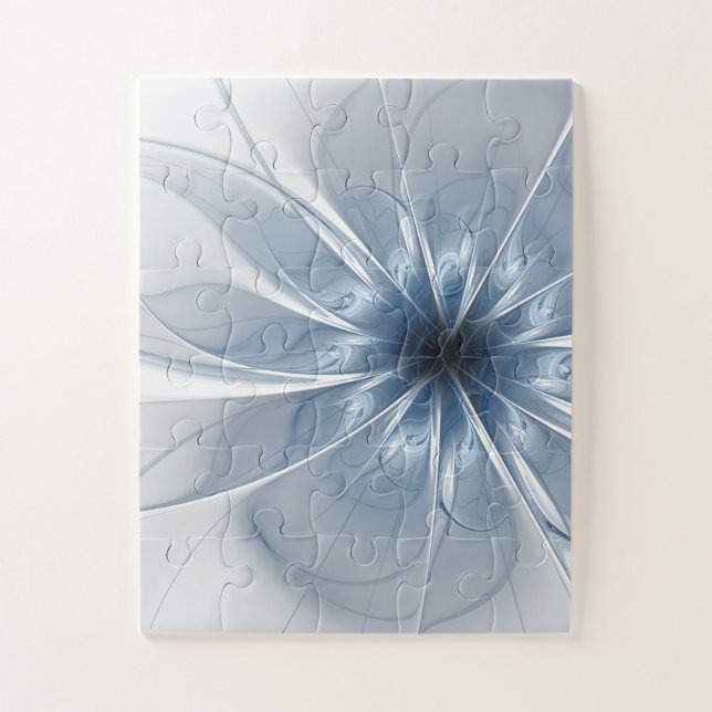 Soft and tenderness blue fractal fantasy flower cu jigsaw puzzle (Vertical)