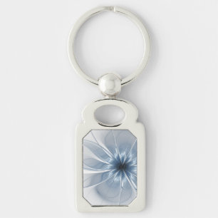 Soft and tenderness blue fractal fantasy flower cu key ring