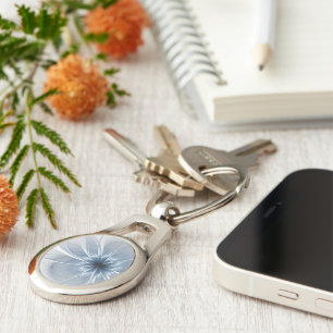 Soft and tenderness blue fractal fantasy flower cu key ring