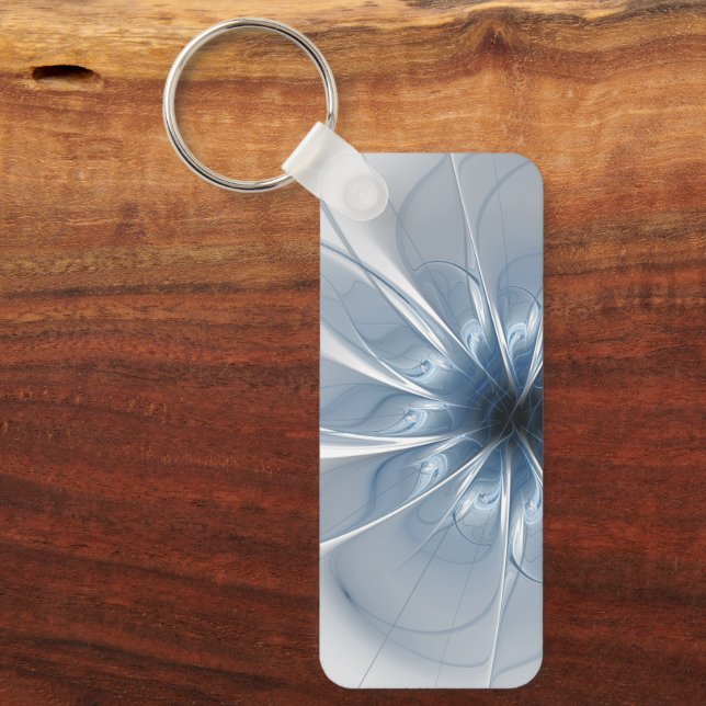 Soft and tenderness blue fractal fantasy flower cu key ring (Front)