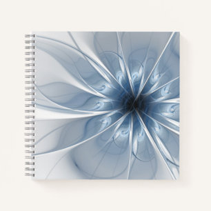Soft and tenderness blue fractal fantasy flower cu notebook