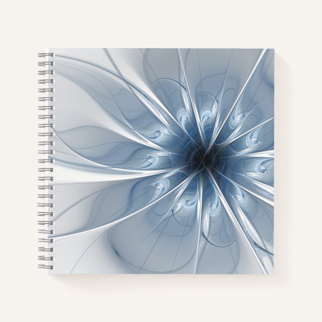 Soft and tenderness blue fractal fantasy flower cu notebook (Front)