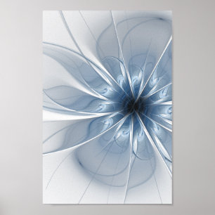 Soft and tenderness blue fractal fantasy flower cu poster