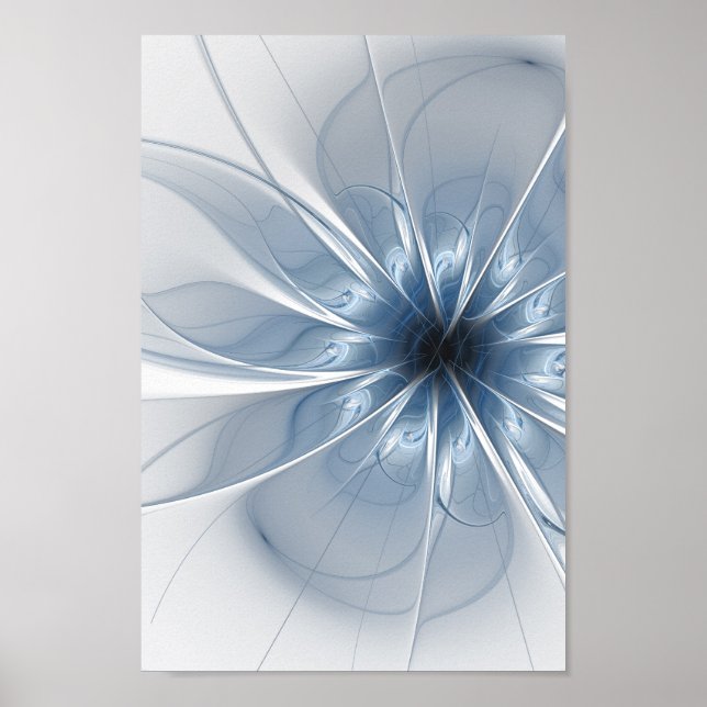 Soft and tenderness blue fractal fantasy flower cu poster (Front)